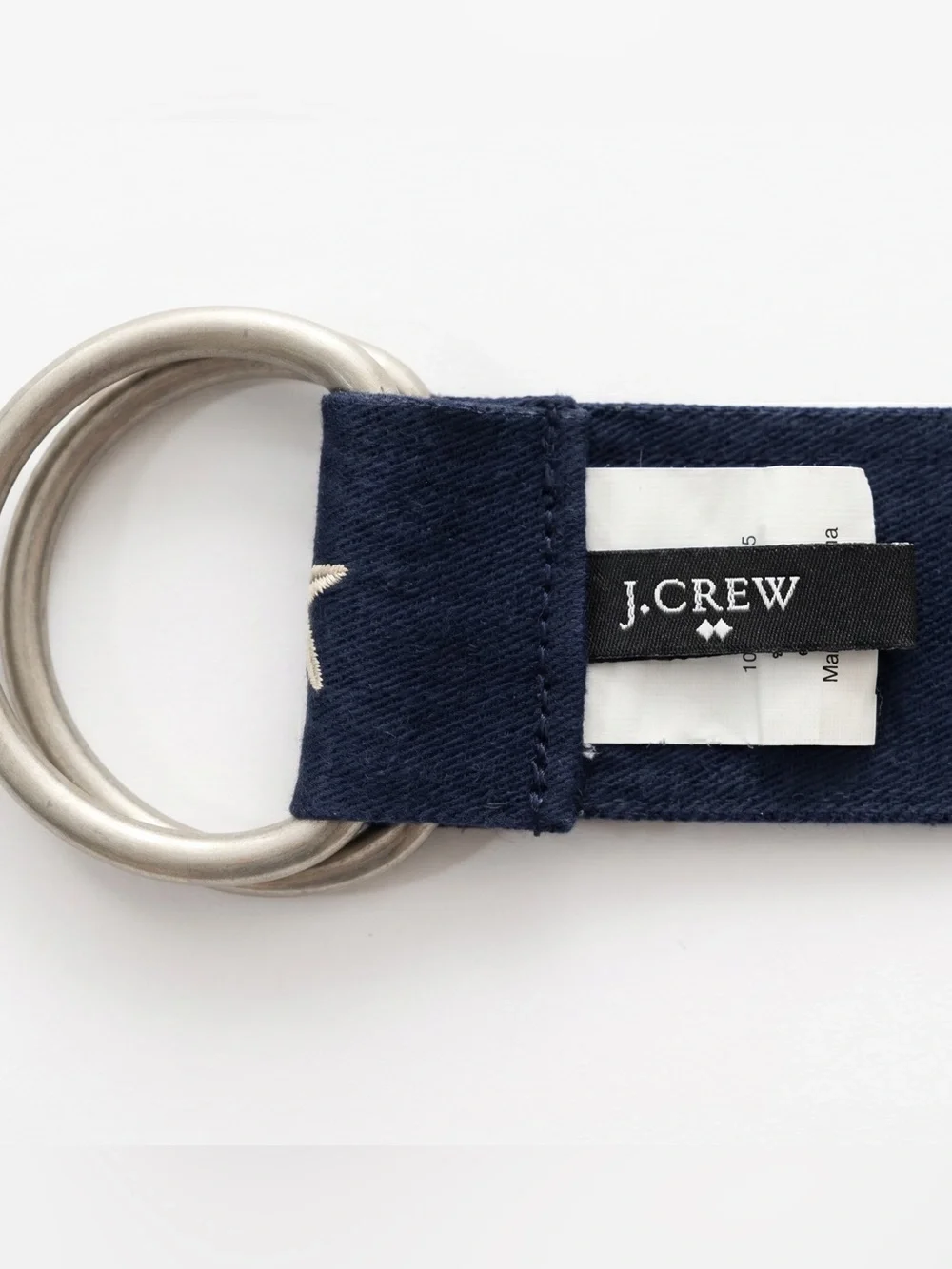 J. Crew Starfish Coastal Preppy Navy Canvas Belt with Silver Double Ring Buckle - Picture 7 of 10